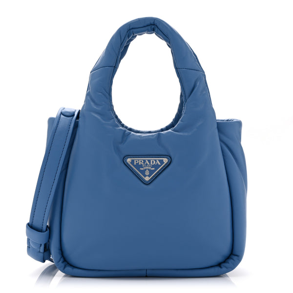 PRADA バッグ Prada Nappa Soft Padded Small Double Handled Shoulder Bag Celeste