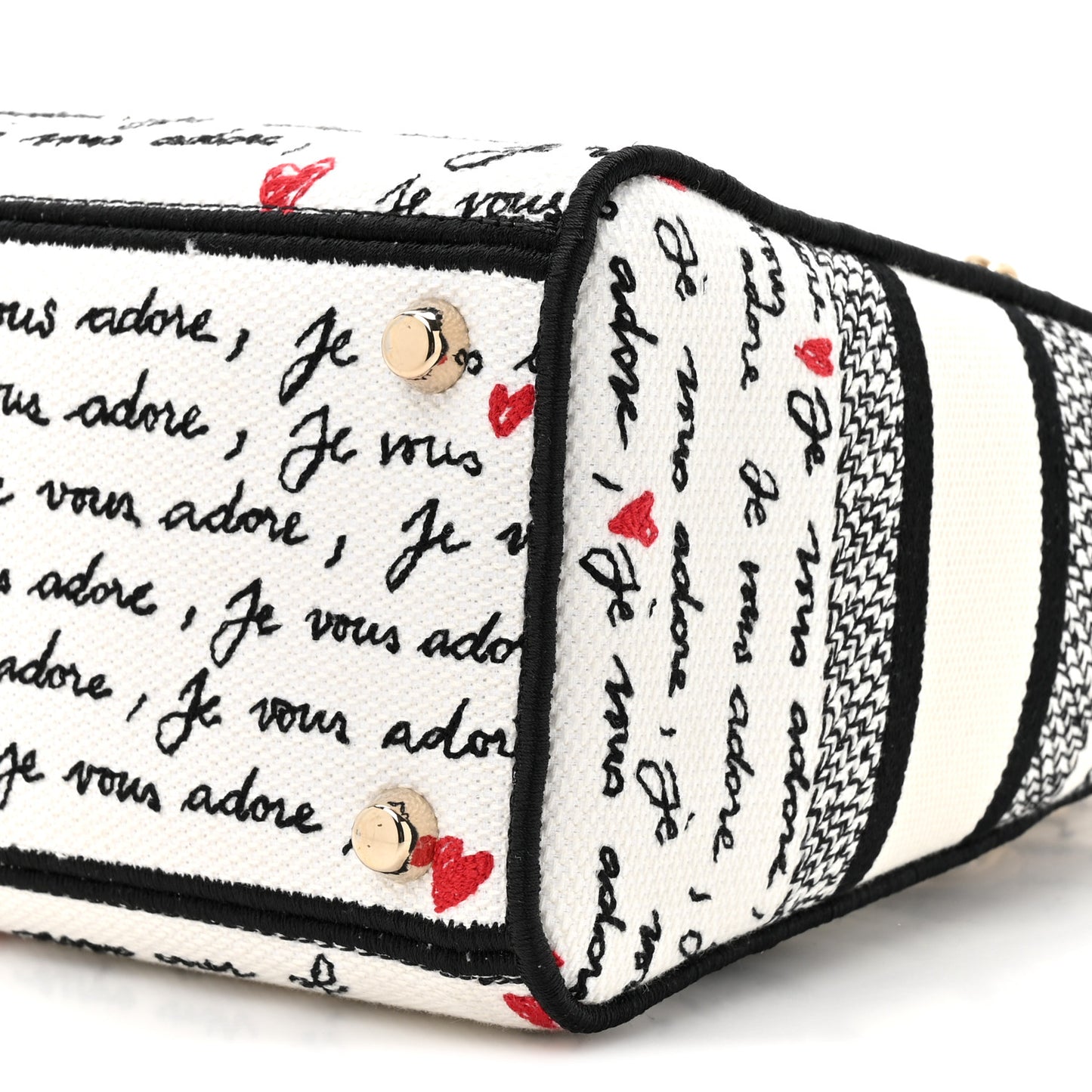 Canvas Embroidered Dioramour Je Vous Adore Medium Lady D-Lite White Black Red