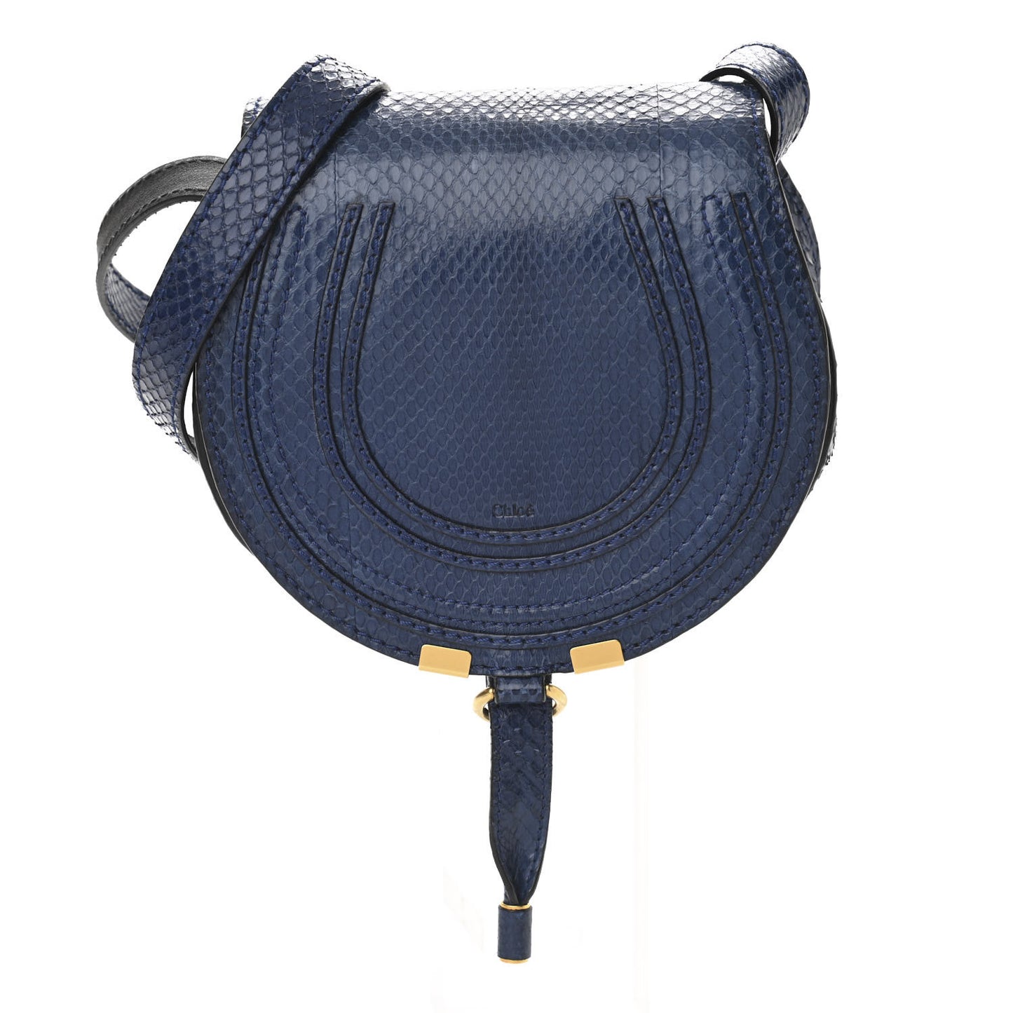 Python Mini Marcie Round Crossbody Bag Blue Velvet