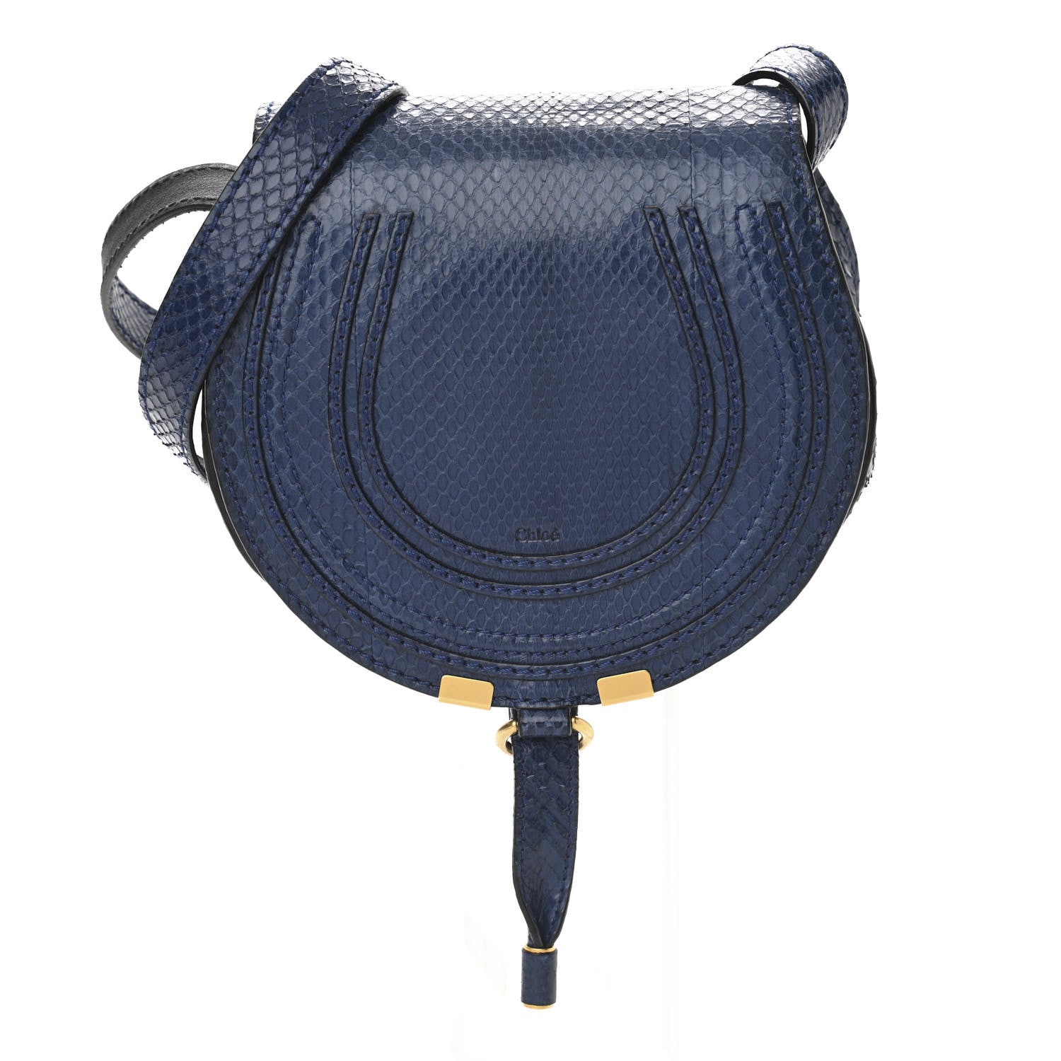 Chloe Python Mini Marcie Round Crossbody Bag Blue Velvet 1 of 10