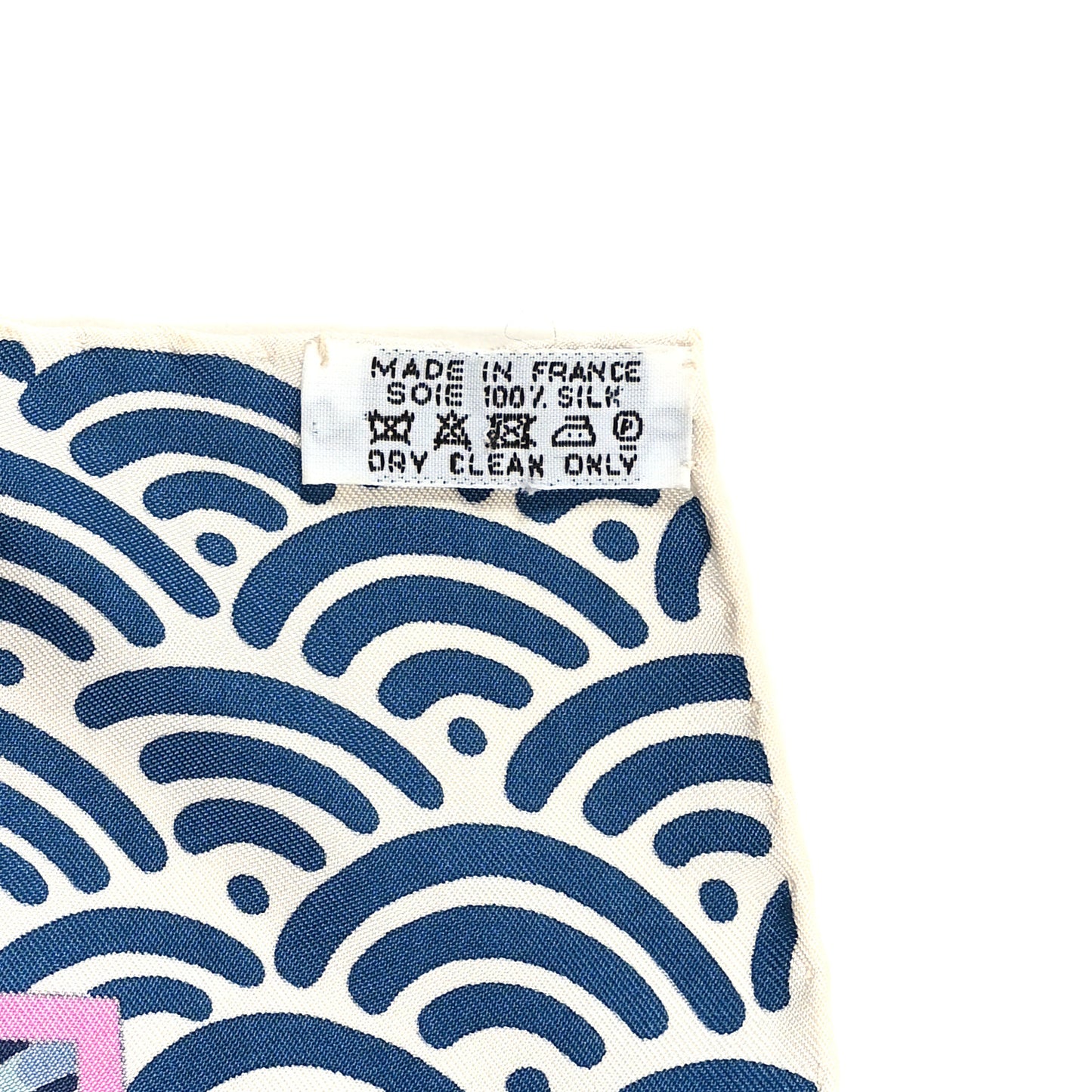 Silk Bateau Fleuri Scarf 90 Bleu Rose White