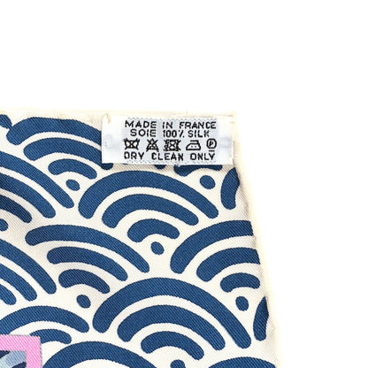 Hermes Silk Bateau Fleuri Scarf 90 Bleu Rose White 3 of 3