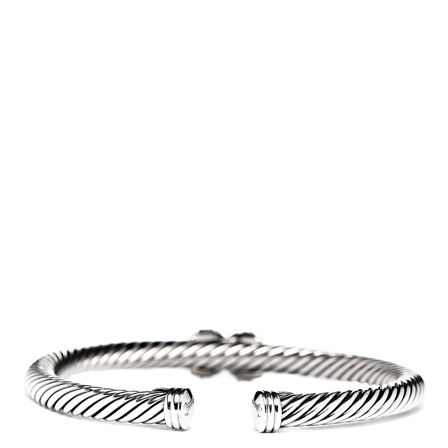 Sterling Silver 18K White Gold Diamond Pave 5mm X Cable Bracelet