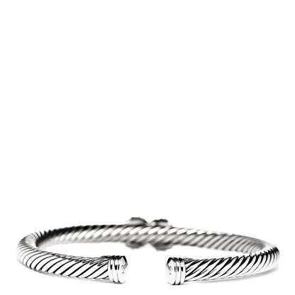 David Yurman Sterling Silver 18K White Gold Diamond Pave 5mm X Cable Bracelet 2 of 3