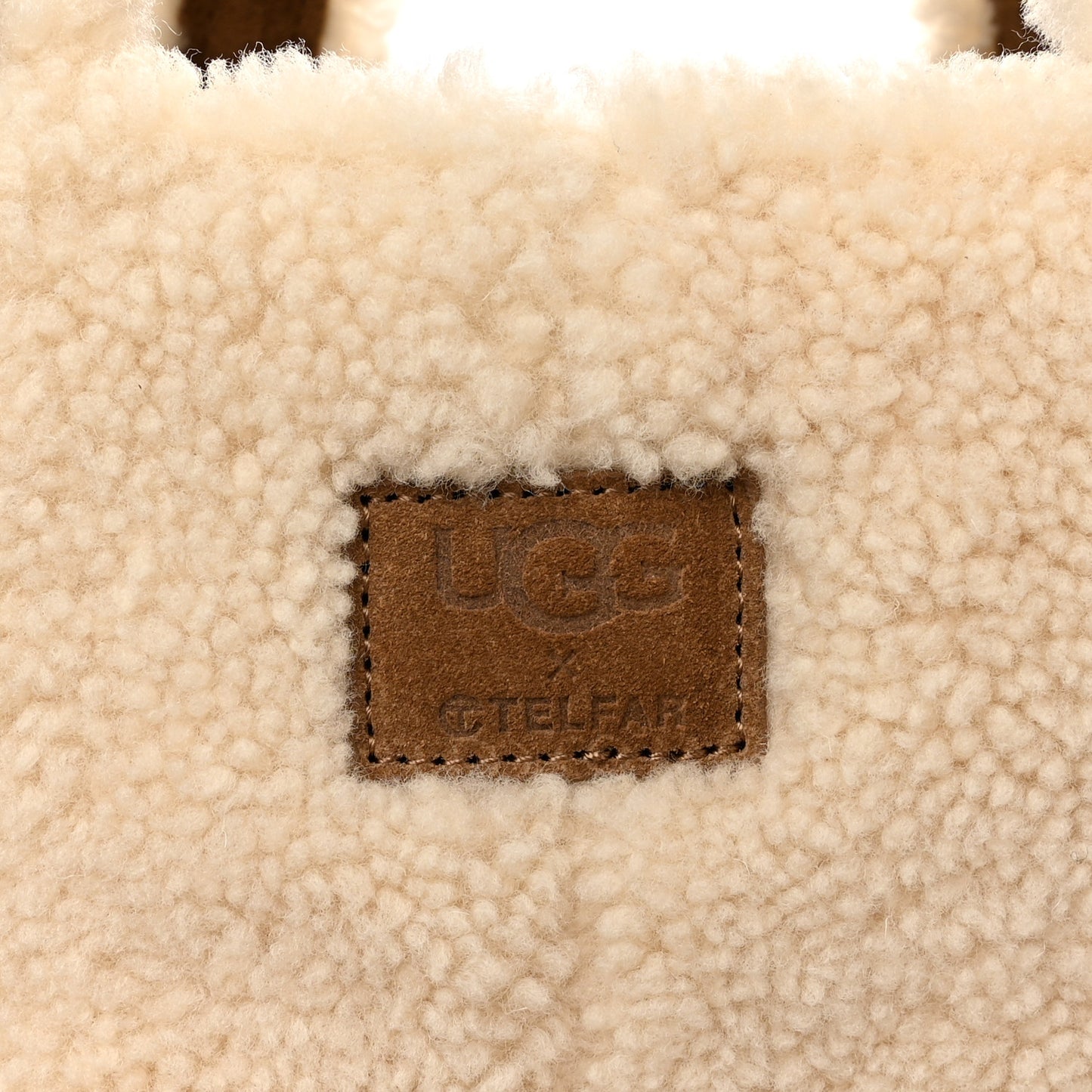 X UGG Suede Shearling Medium Shopping Bag Natural