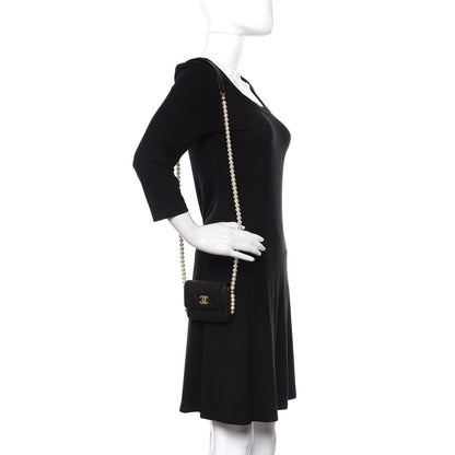 Chanel Calfskin Quilted About Pearls Card Holder Flap With Chain Black 2 of 12
