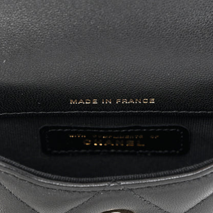 Chanel Lambskin Quilted Pearl Top Handle Clutch With Chain Black 7 of 12