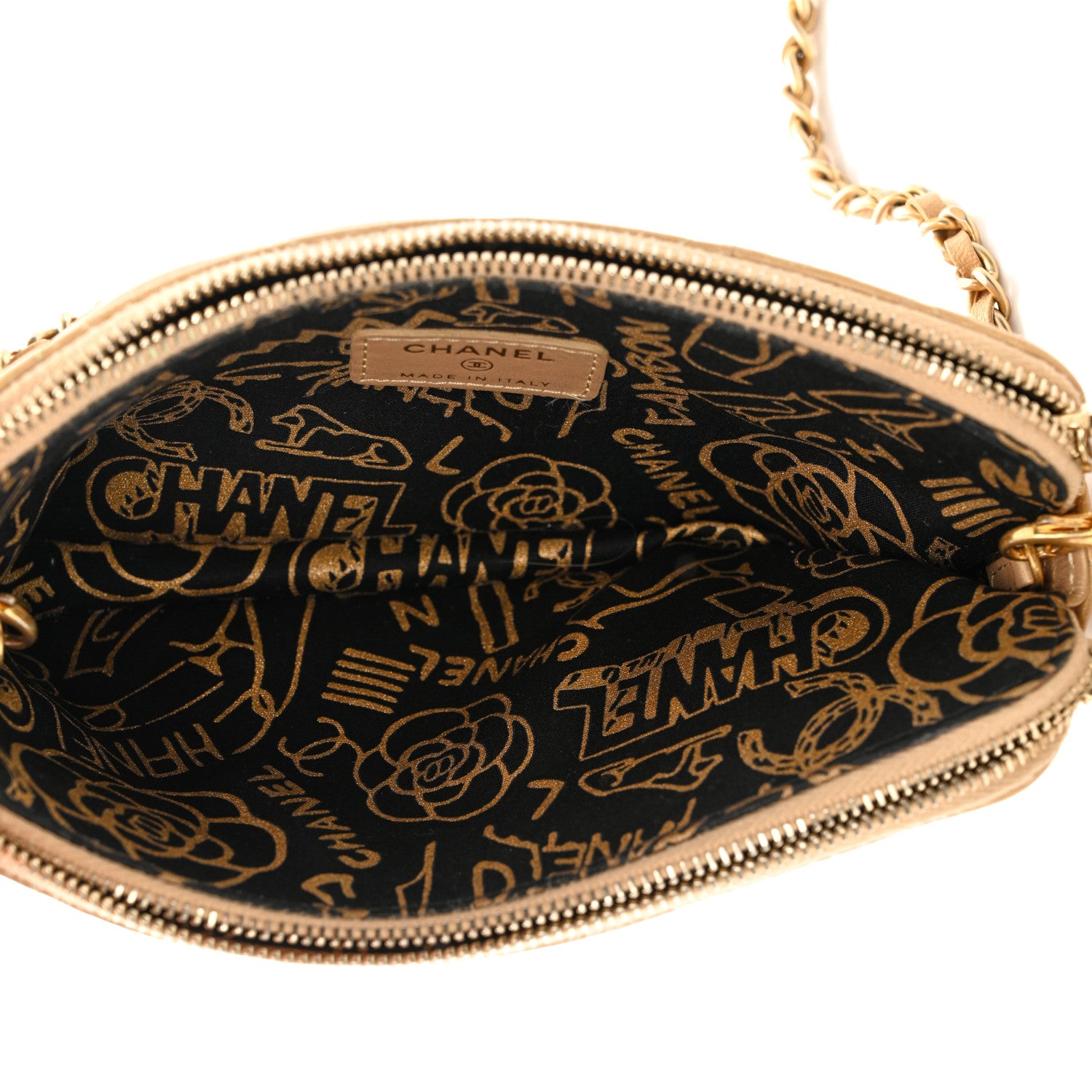 Chanel Metallic Lambskin Quilted Graffiti Small Clutch With Chain Gold 6 of 12