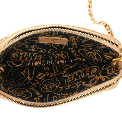 Chanel Metallic Lambskin Quilted Graffiti Small Clutch With Chain Gold 6 of 12