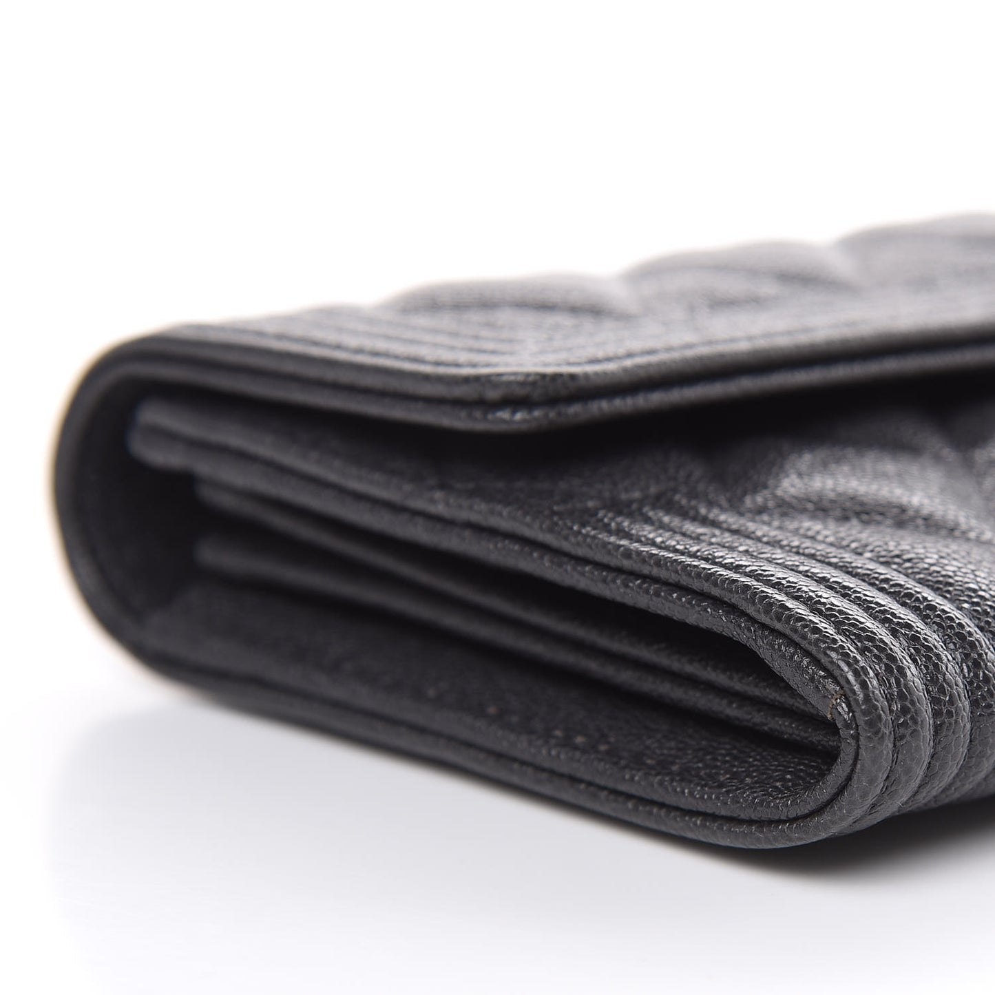 Caviar Quilted Large Boy Gusset Flap Wallet Charcoal