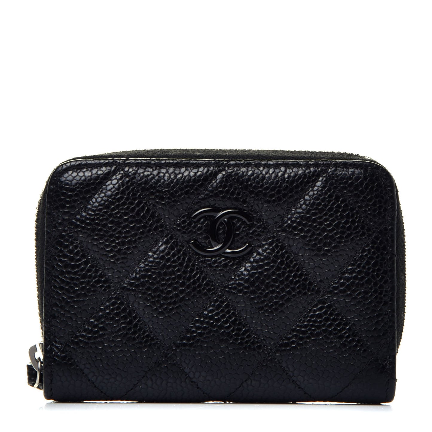 Caviar Quilted Incognito Zip Coin Purse Black