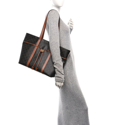 Celine Triomphe Canvas Calfskin Cabas Drawstring Tan 2 of 11