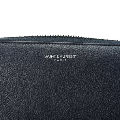 Saint Laurent Grained Calfskin Rive Gauche Zip Around Wallet Deep Marine 5 of 9