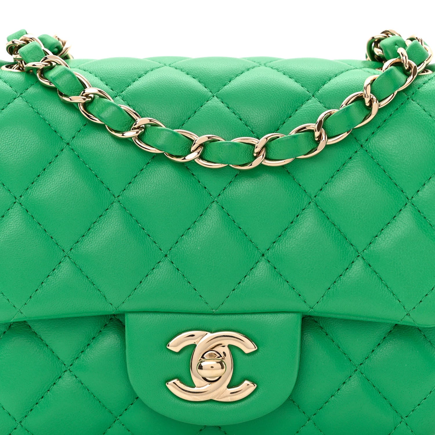 Chanel Lambskin Quilted Mini Square Flap Green 8 of 10