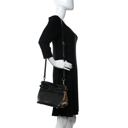 Burberry Calfskin House Check Small Banner Tote Black 2 of 18