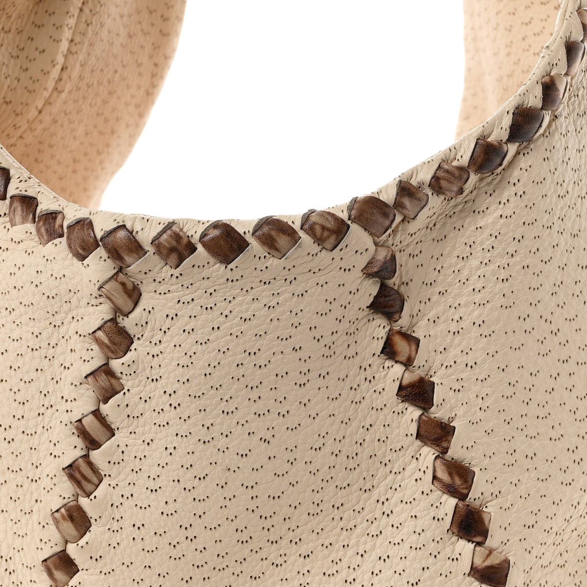 Bottega Veneta Cervo Deerskin Perforated Pekary Hobo Cream 8 of 10