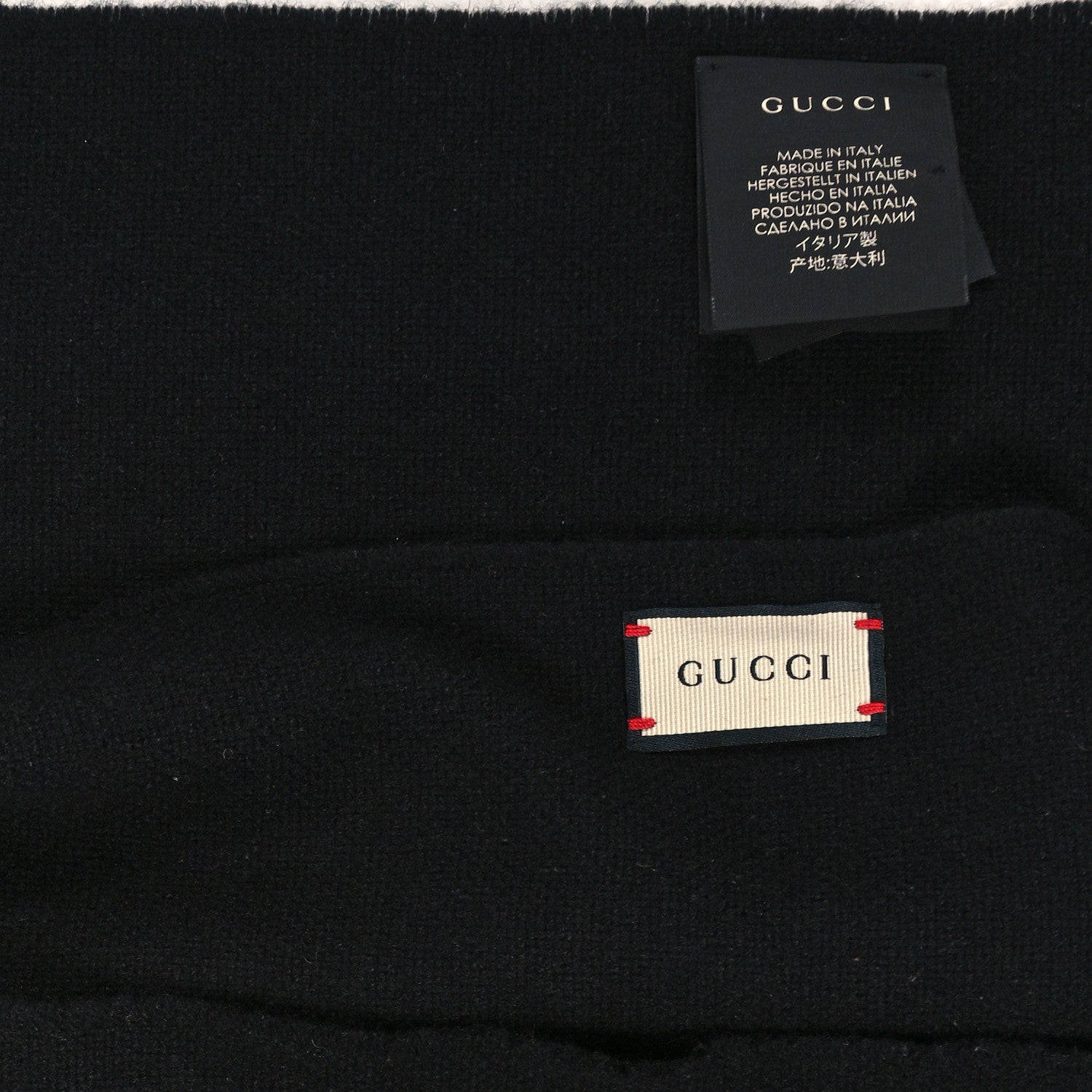 Gucci Wool Cashmere Silk Web Bee Scarf Black 3 of 3