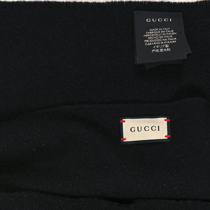 Gucci Wool Cashmere Silk Web Bee Scarf Black 3 of 3