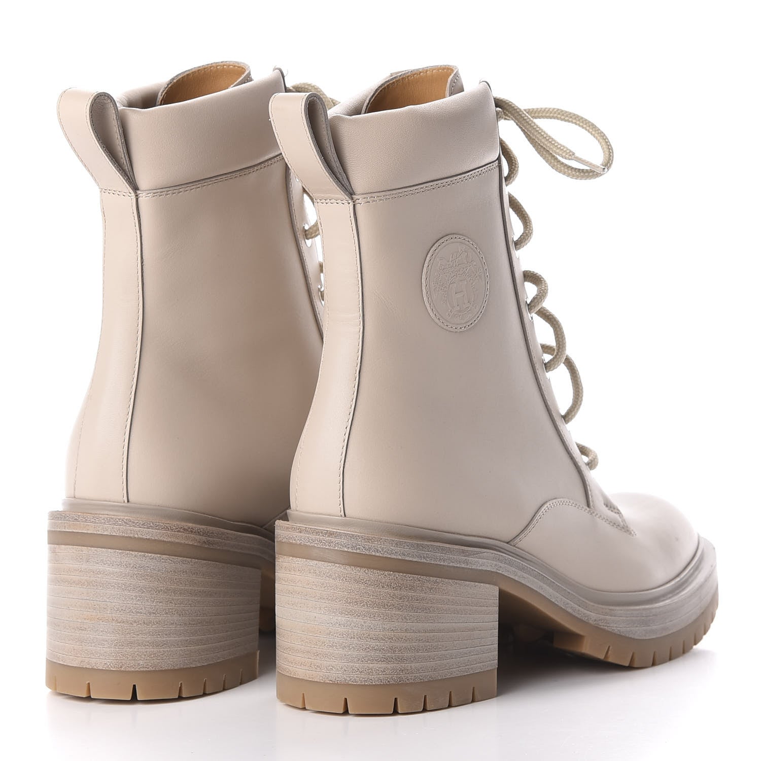 Hermes Calfskin Bridge Ankle Boots 37.5 Beige Grege 4 of 7
