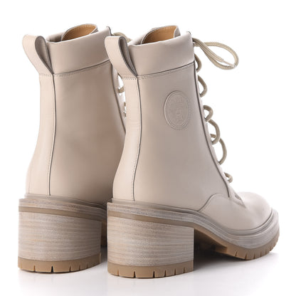 Hermes Calfskin Bridge Ankle Boots 37.5 Beige Grege 4 of 7