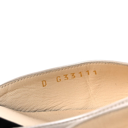 Chanel Metallic Calfskin Grosgrain Cap Toe CC Slingback Pumps 39.5 Ivory Black 8 of 9