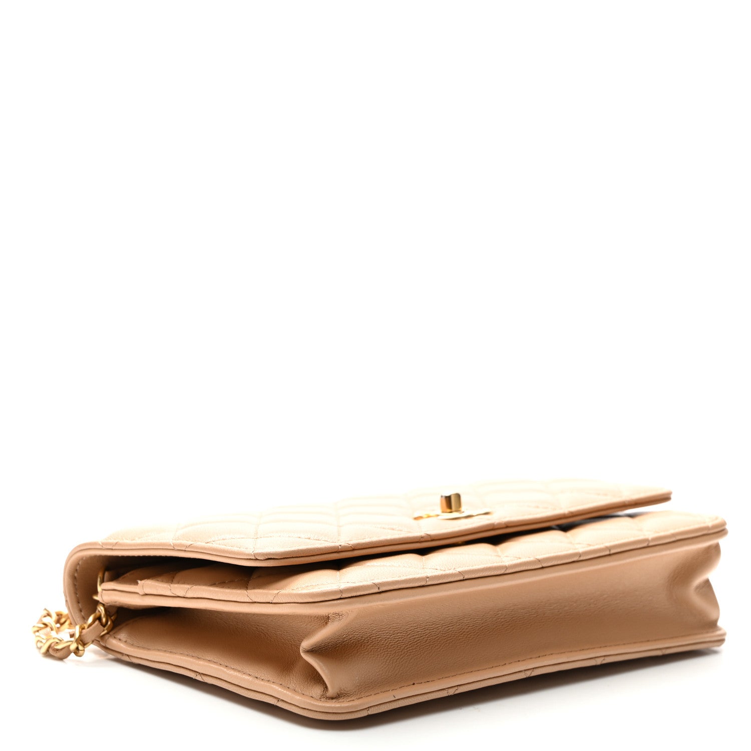 Chanel Lambskin Quilted CC Pearl Crush Wallet on Chain WOC Beige 4 of 12