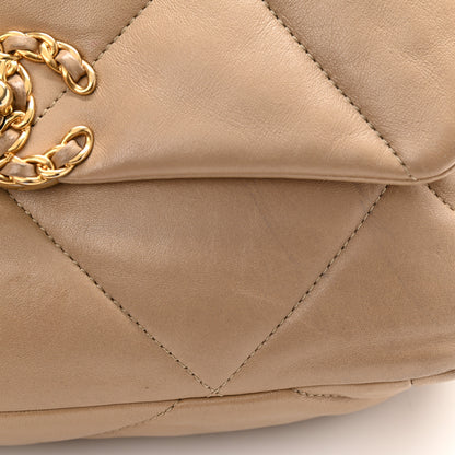 Chanel Lambskin Quilted Medium Chanel 19 Flap Dark Beige 12 of 14