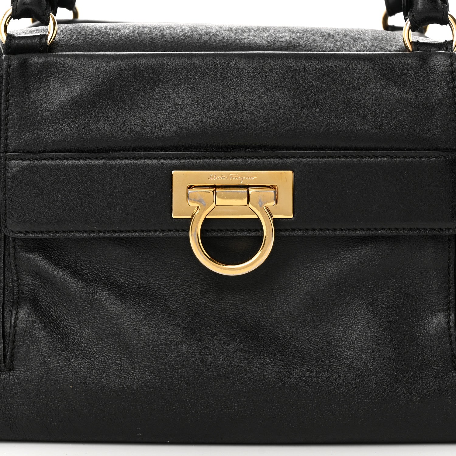 Salvatore Ferragamo Calfskin Sofia Satchel Black 7 of 15
