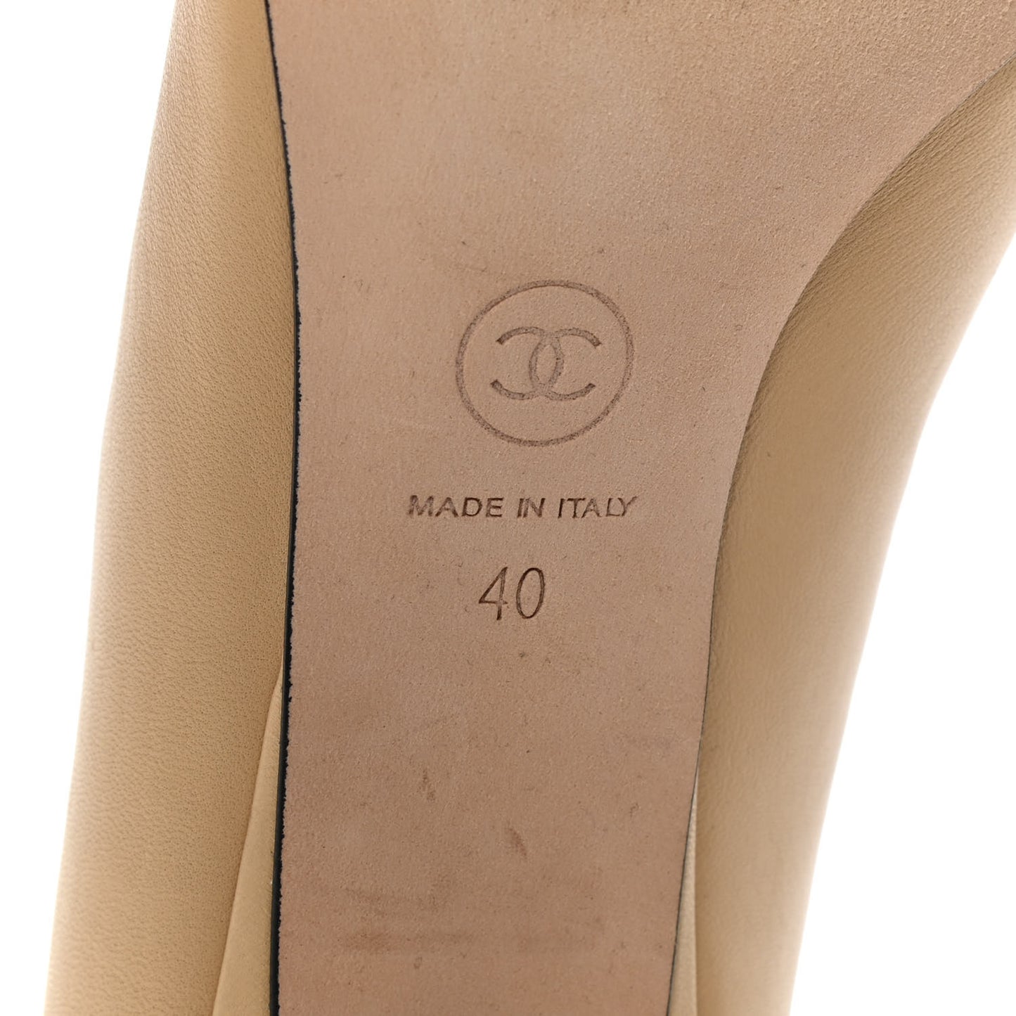 Lambskin Grosgrain Cap Toe CC Pumps 40 Beige Black