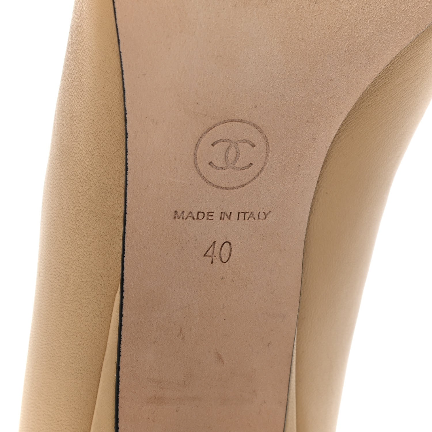 Chanel Lambskin Grosgrain Cap Toe CC Pumps 40 Beige Black 6 of 8