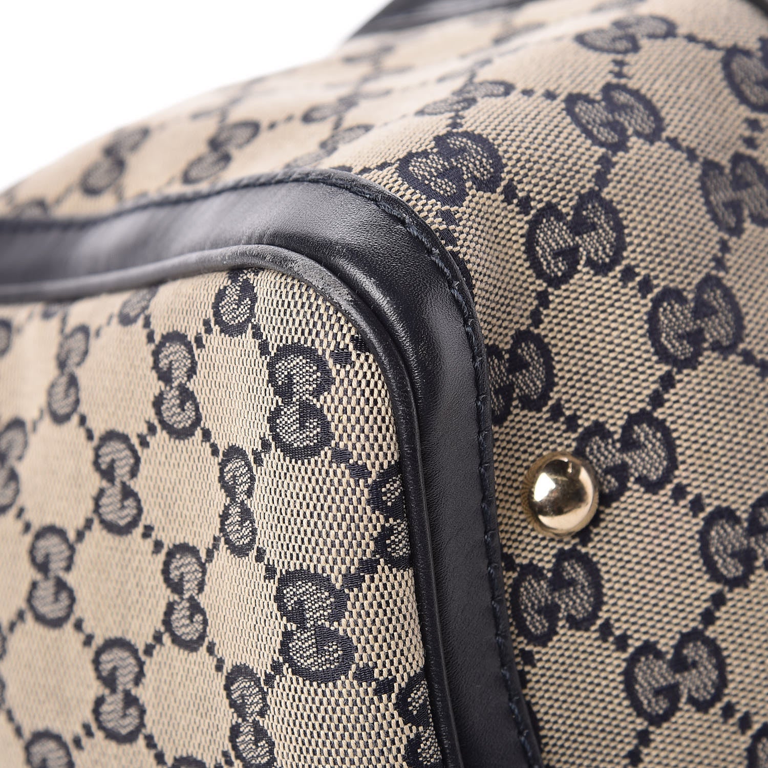 Gucci Monogram Selleria Calfskin Vintage Web Medium Boston Beige Blue 11 of 14