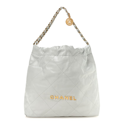 Chanel Shiny Calfskin Quilted Chanel 22 Light Blue 1 of 11