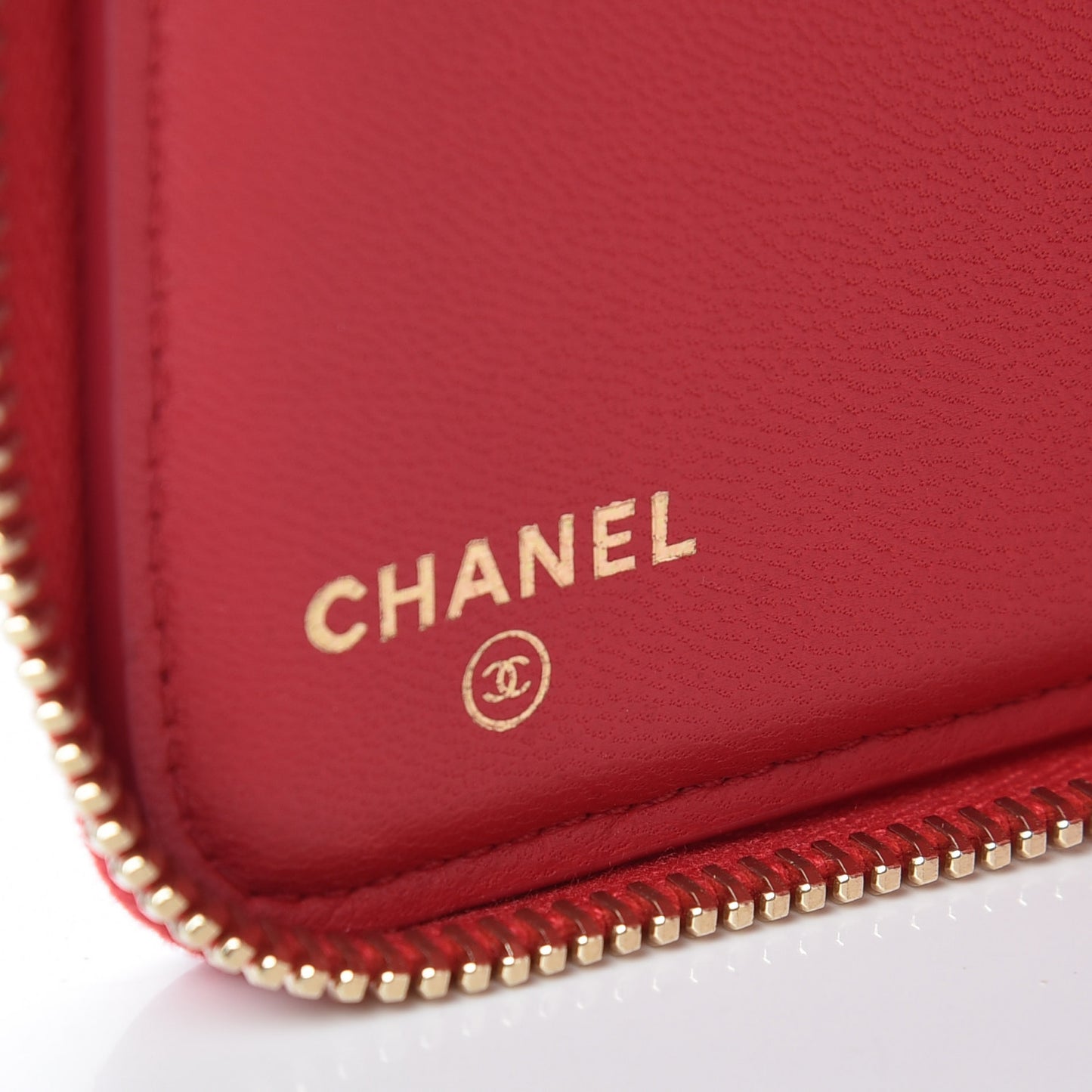 Lambskin Quilted Large Zip Around Organizer Wallet Red