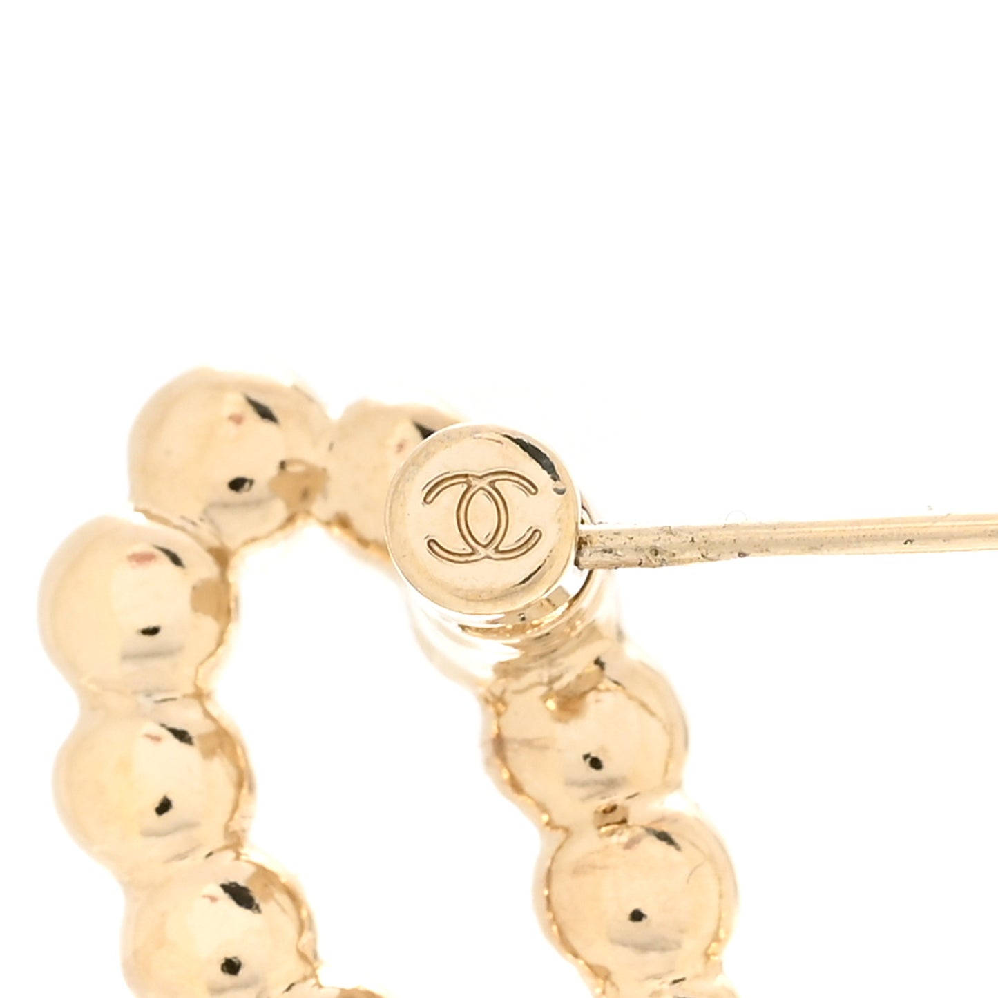 Metal Glass Swirling Pearls Brooch Pin Gold