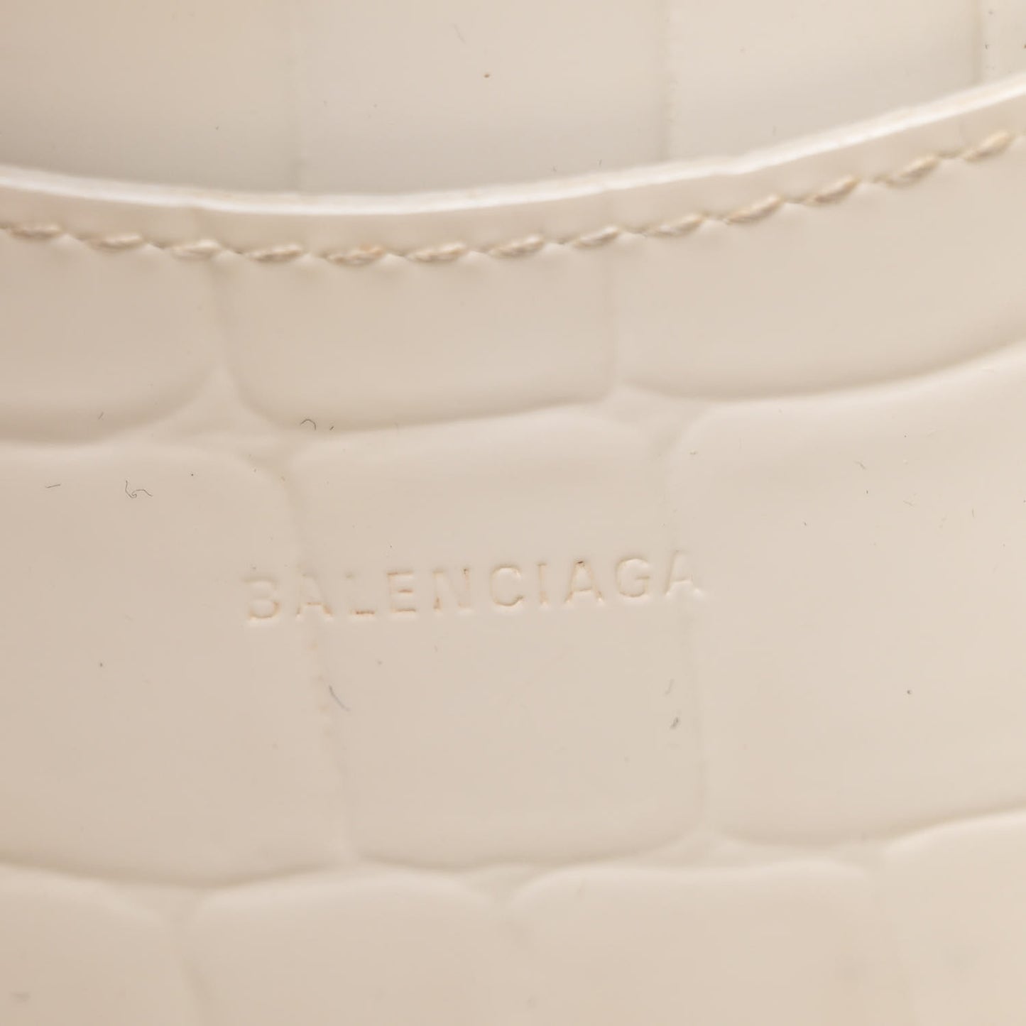 Semi Shiny Calfskin Crocodile Embossed Neo Classic Silver Hardware Mini City White