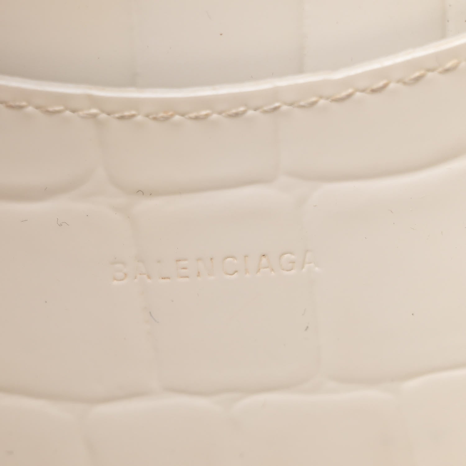 Balenciaga Semi Shiny Calfskin Crocodile Embossed Neo Classic Silver Hardware Mini City White 6 of 22