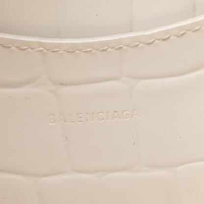 Balenciaga Semi Shiny Calfskin Crocodile Embossed Neo Classic Silver Hardware Mini City White 6 of 22