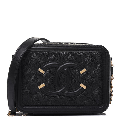 Chanel Caviar Quilted CC Filigree Vanity Clutch With Chain Black 1 of 11