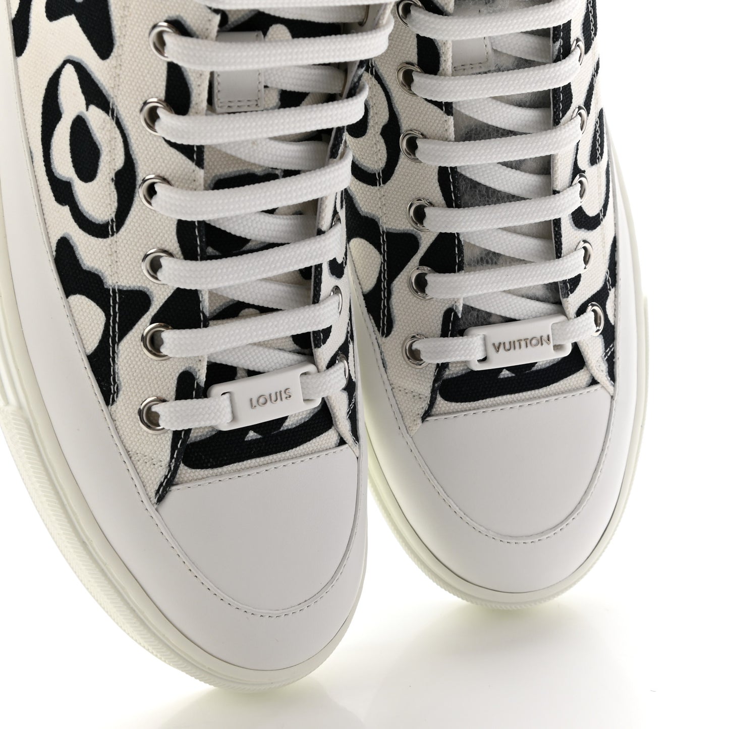X UF Calfskin Tufted Monogram Stellar Sneaker Boots 37 White Black