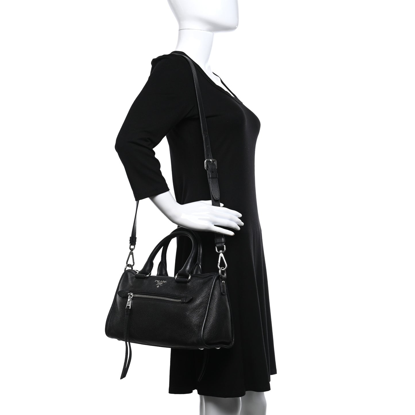 Vitello Daino Shopping Satchel Black
