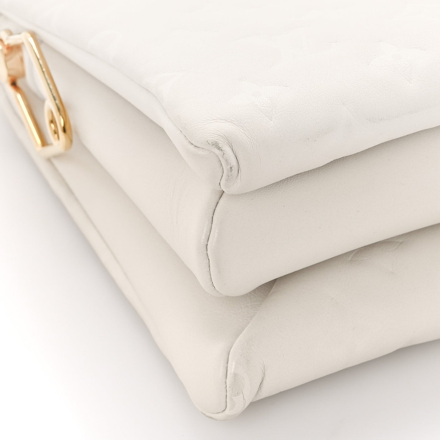 Lambskin Embossed Monogram Coussin PM Beige Cream