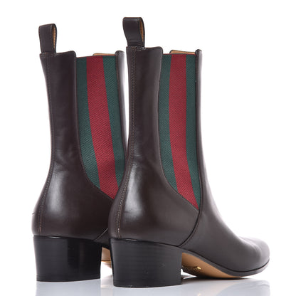 Gucci Calfskin Web Karen Ankle Boots 37 Black 4 of 13