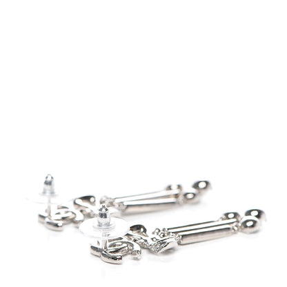Chanel Crystal CC Bow Drop Earrings Silver 3 of 4
