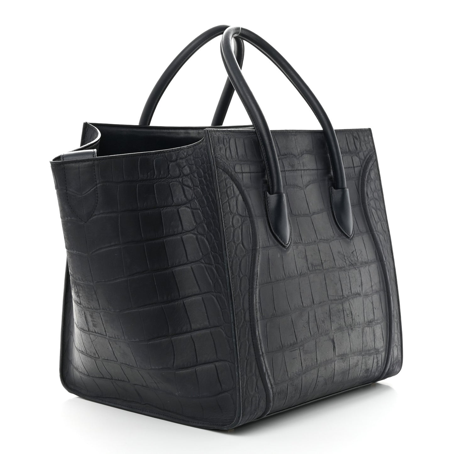 Crocodile Embossed Calfskin Medium Phantom Luggage Navy Blue