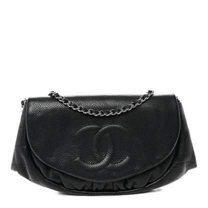Chanel Caviar Half Moon Wallet On Chain WOC Black 1 of 11