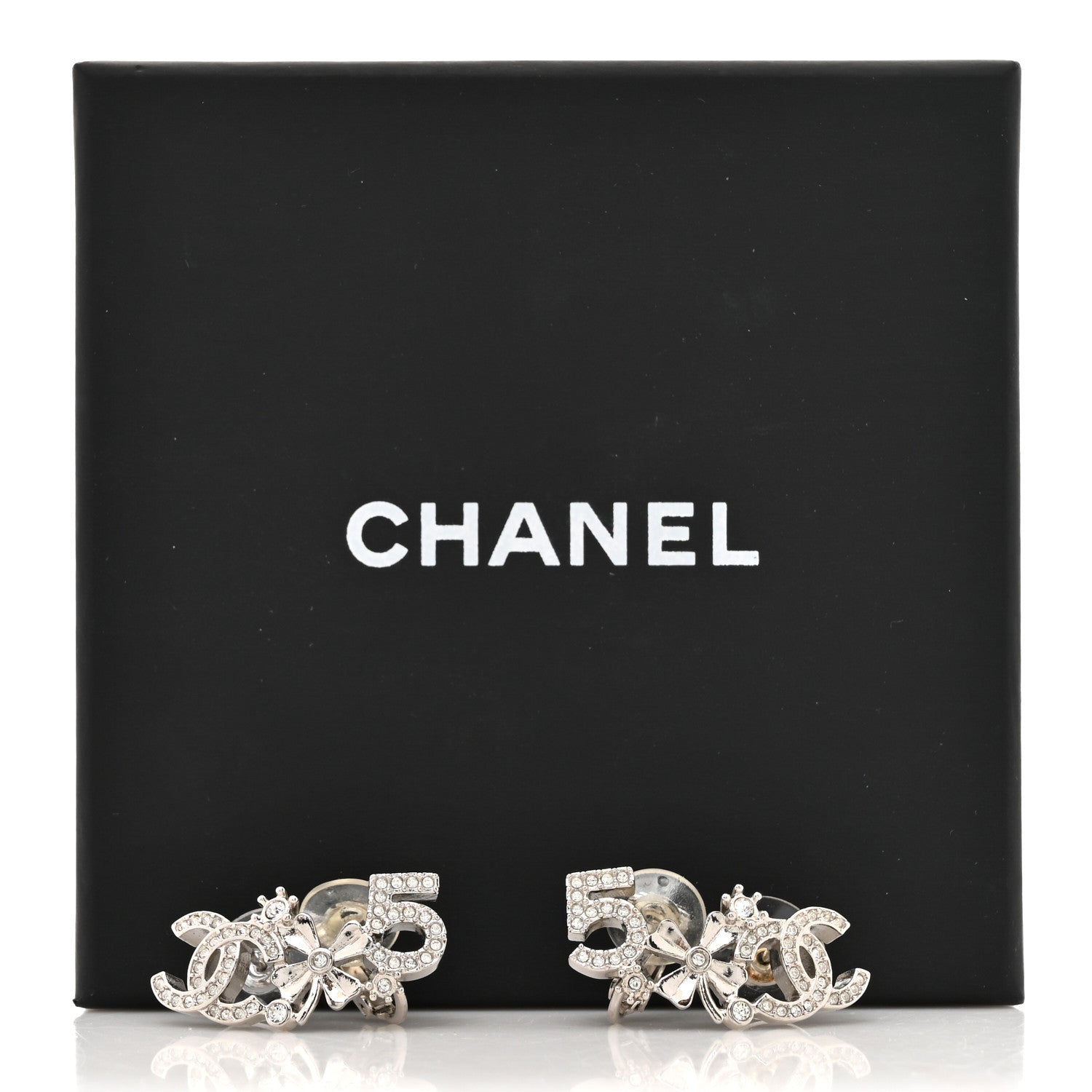 Chanel Crystal Star 5 CC Earrings Silver 6 of 6