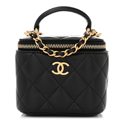Chanel Lambskin Quilted Top Handle Mini Vanity Case With Chain Black 1 of 10