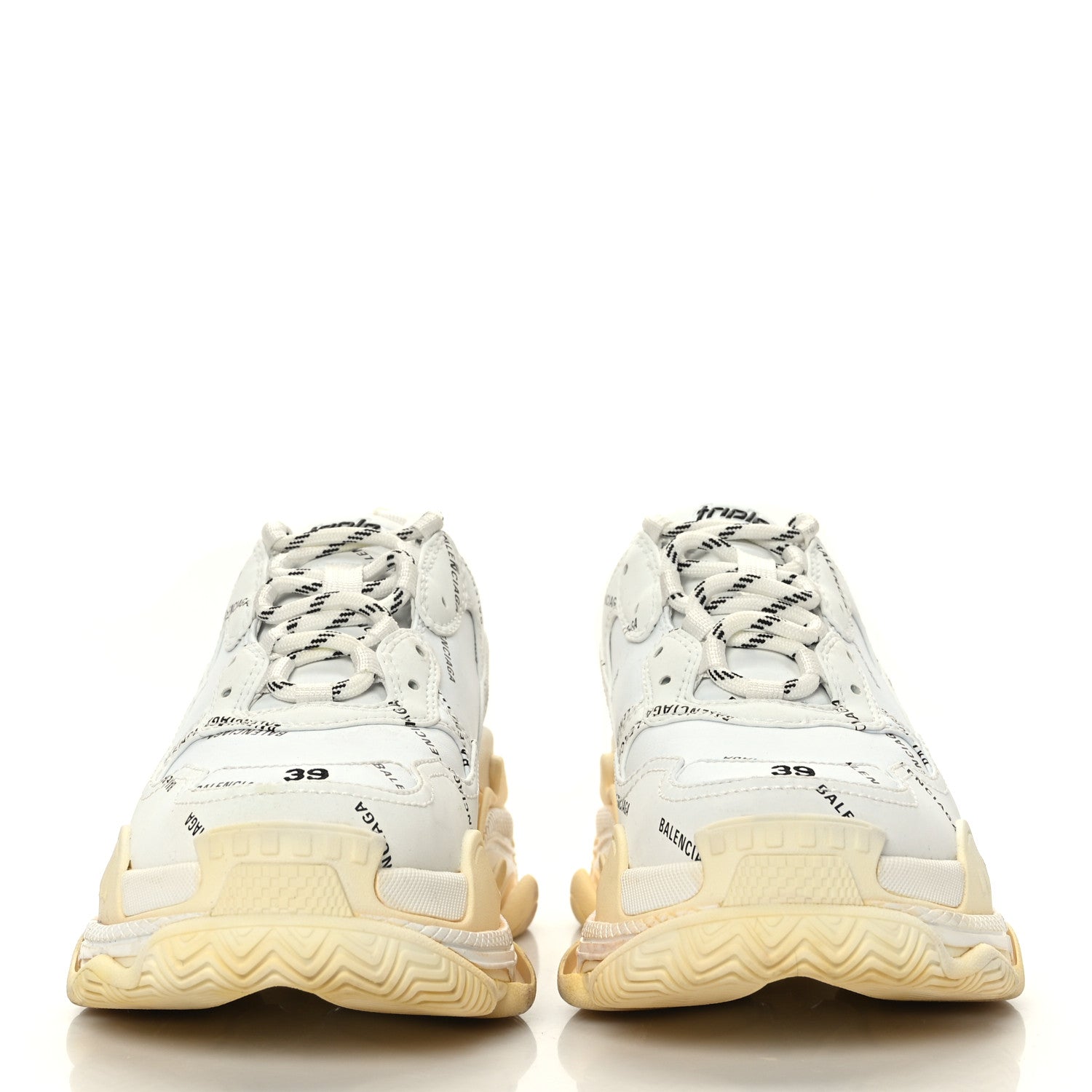 Balenciaga Technical Fabric Allover Logo Womens Triple S Sneakers 39 White Black 2 of 8