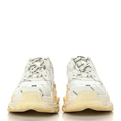 Balenciaga Technical Fabric Allover Logo Womens Triple S Sneakers 39 White Black 2 of 8