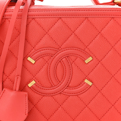Chanel Caviar Quilted Medium CC Filigree Vanity Case Red 8 of 13